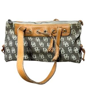 Dooney Bourke Satchel Shoulder‎ Bag Women Brown Monogram Canvas Leather Trim